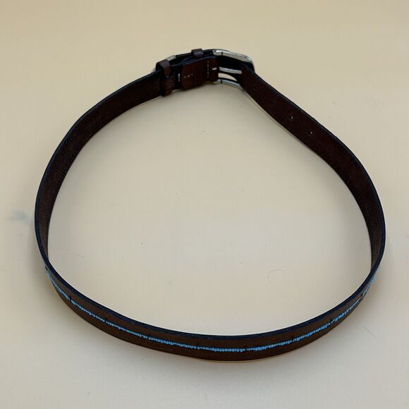 Lauren Ralph Lauren Vintage Genuine Leather Belt Turquoise Beading Womens 31 main image 5